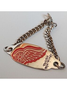DETRIOIT RED WINGS Silver Tone Chain Bracelet NHL Stainless Steel Unisex
